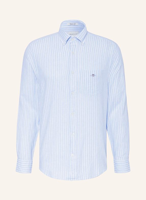 GANT Hemd Regular Fit mit Leinen HELLBLAU/ WEISS