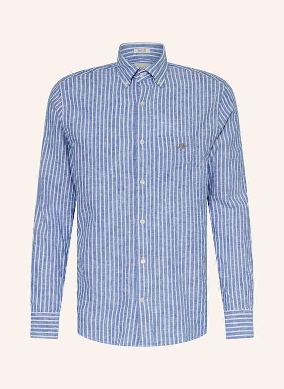 GANT Hemd Regular Fit mit Leinen BLAU/ WEISS