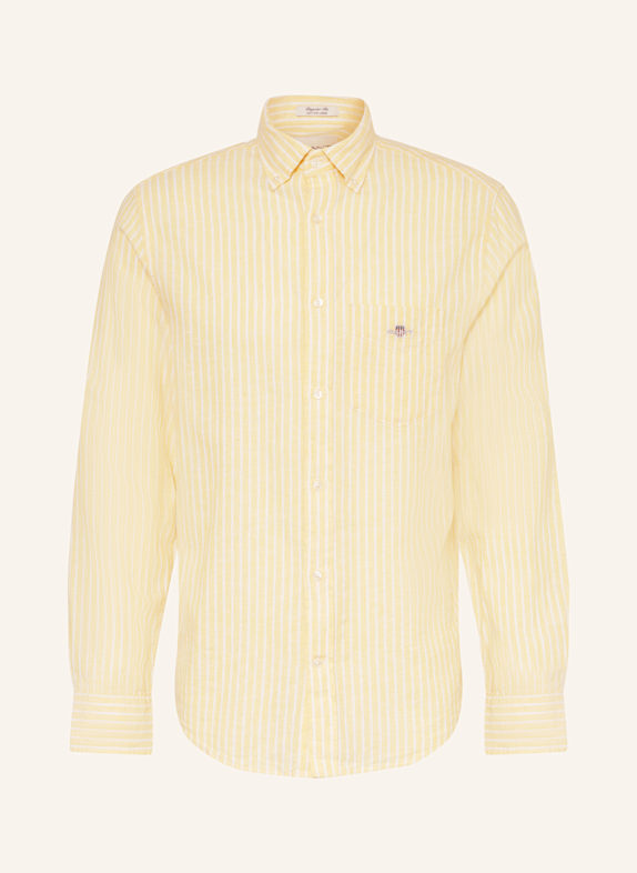 GANT Hemd Regular Fit mit Leinen GELB/ WEISS