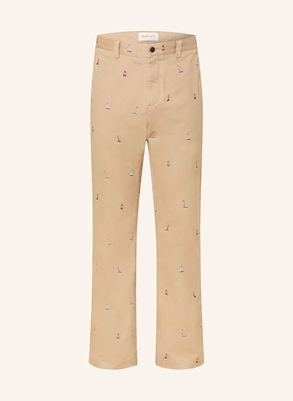 GANT Chino Straight Fit BEIGE/ ROT/ HELLBLAU