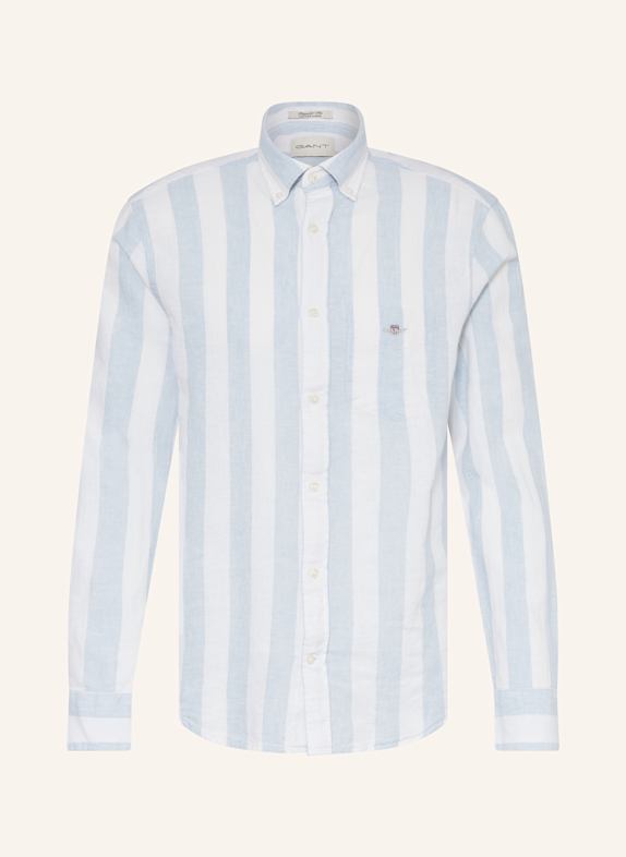 GANT Hemd Regular Fit mit Leinen HELLBLAU/ WEISS