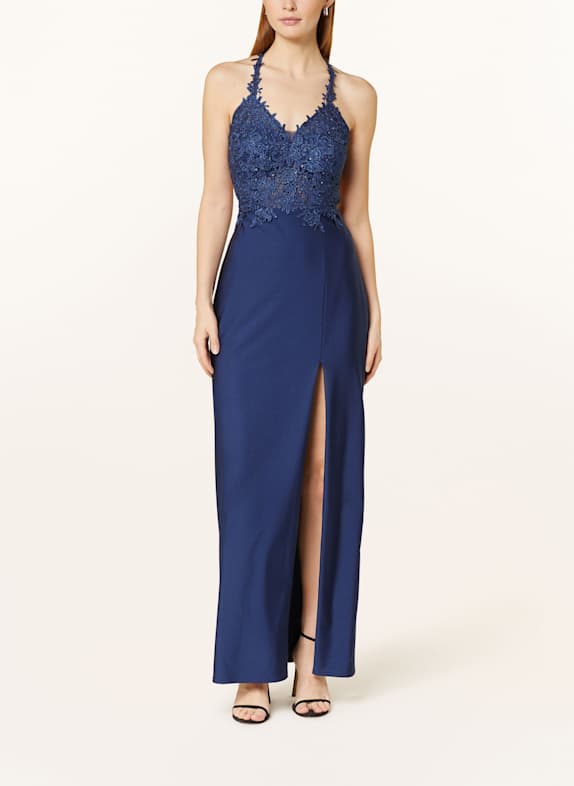 Suddenly Princess Abendkleid im Materialmix mit Spitze und Cut-out DUNKELBLAU