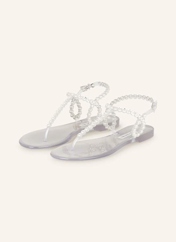 AQUAZZURA Zehentrenner ALMOST BARE CRYSTAL JELLY mit Schmucksteinen TRS TRANSPARENT