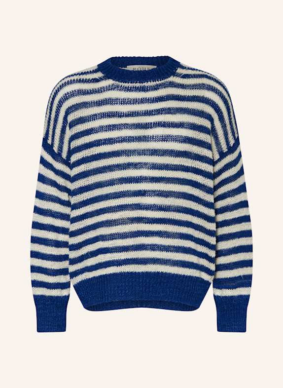 RÓHE Sweter z lnu BIAŁY / GRANATOWY