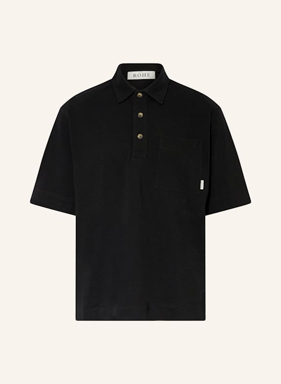 RÓHE Piqué-Poloshirt SCHWARZ