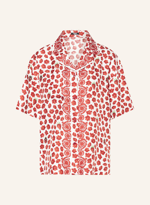 VERSACE Silk blouse WHITE/ DARK RED/ YELLOW