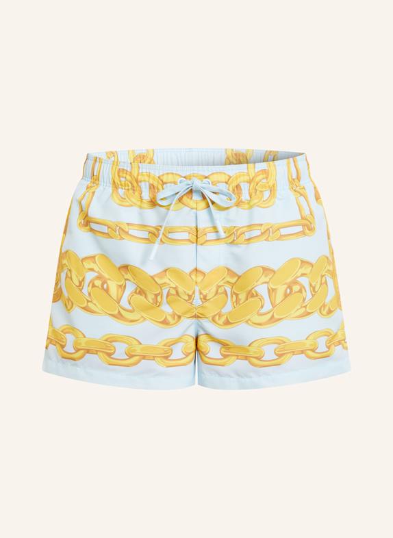 VERSACE Badeshorts HELLBLAU/ DUNKELGELB/ BRAUN