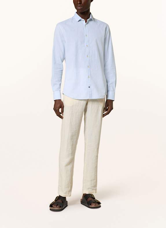 COLOURS & SONS Slim fit overhemd van linnen LICHTBLAUW