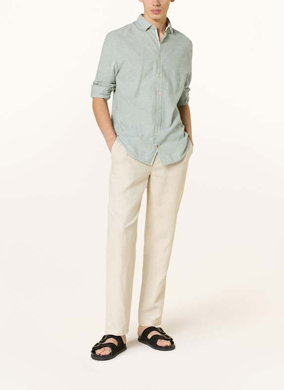 COLOURS & SONS Slim fit overhemd van linnen LICHTGROEN