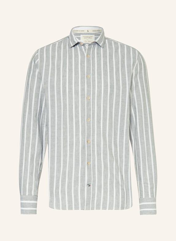 COLOURS & SONS Hemd Regular Fit mit Leinen DUNKELGRÜN/ WEISS