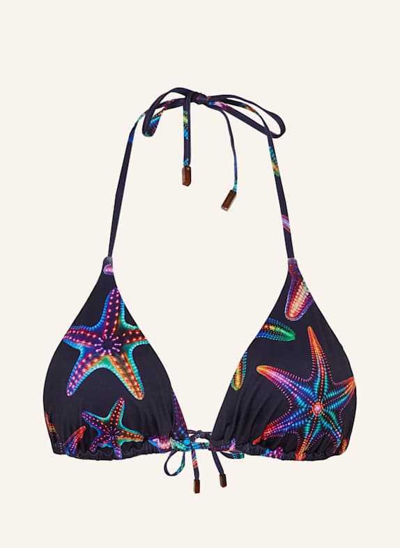 VILEBREQUIN Triangle bikini top FLEUR DISCO STARS DARK BLUE/ RED/ TURQUOISE