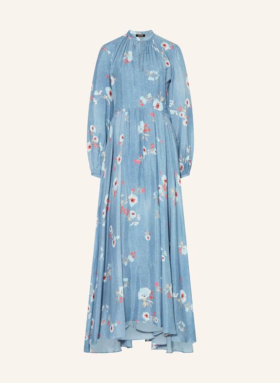 SLY 010 Kleid CHARLOTA mit Seide HELLBLAU/ ROT/ BEIGE