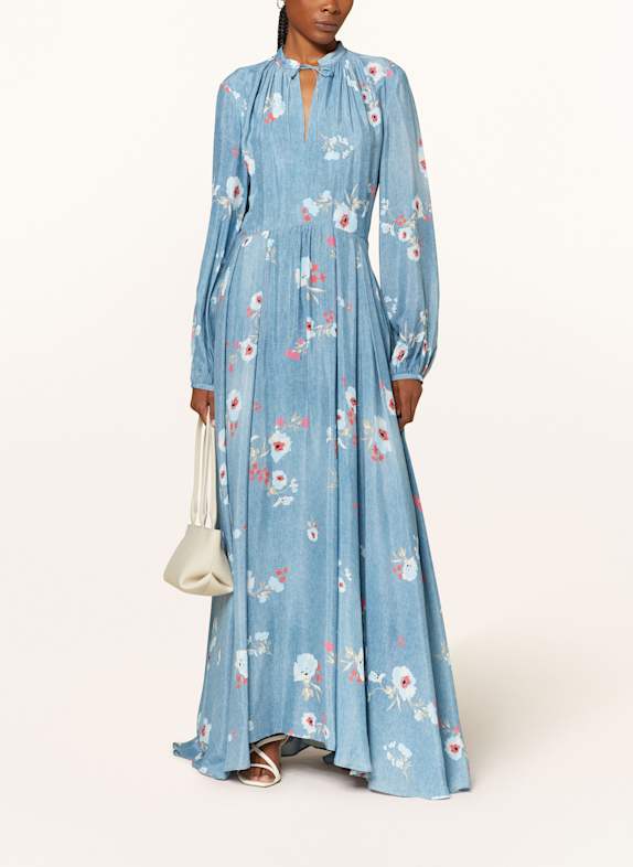 SLY 010 Robe CHARLOTA avec soie BLEU CLAIR / ROUGE / BEIGE