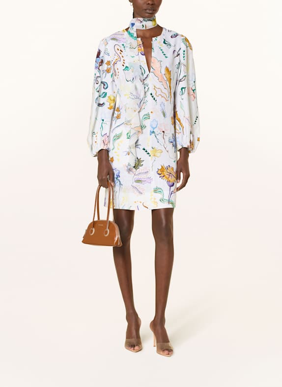 DOROTHEE SCHUMACHER Leinenkleid FLORAL POWER WEISS/ GRÜN/ BRAUN