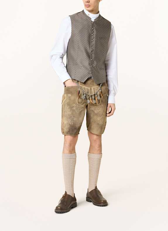 Hammerschmid Traditionele vest ERICH BRUIN / DONKERROOD / BEIGE