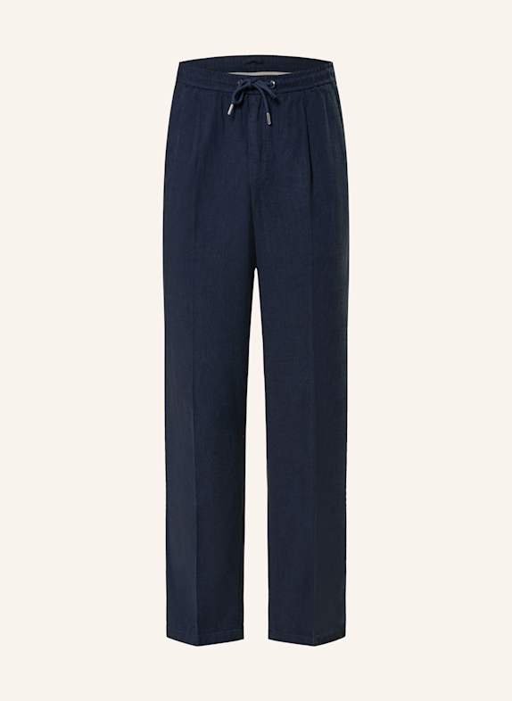 PROFUOMO Hose im Jogging-Stil Loose Fit mit Leinen DUNKELBLAU