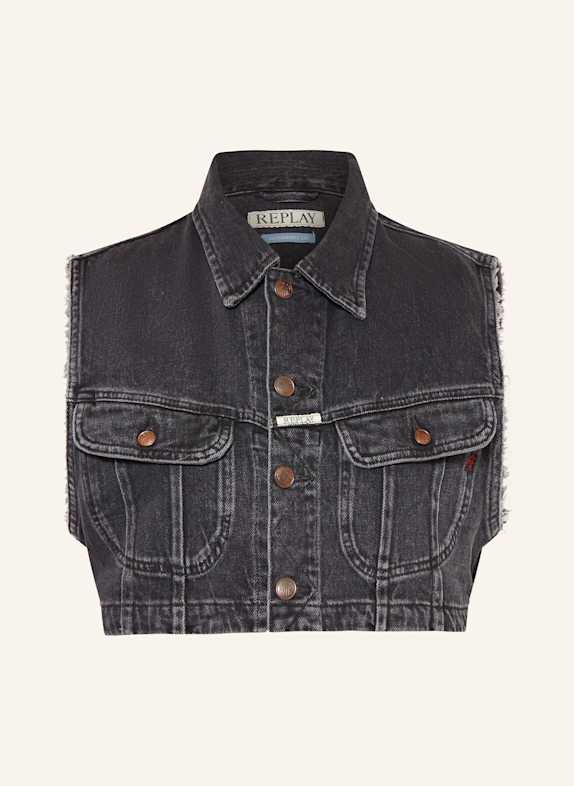 REPLAY Cropped-Weste in Jeansoptik SCHWARZ
