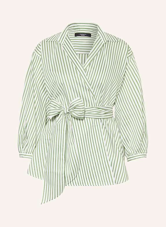 WEEKEND Max Mara Bluse CECI in Wickeloptik mit 3/4-Arm HELLGRÜN/ WEISS