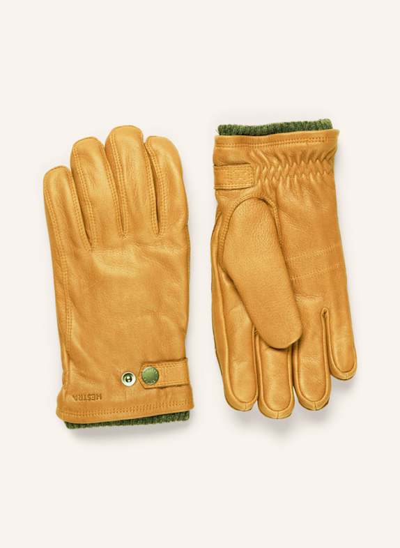 HESTRA Gants en cuir UTSJÖ JAUNE FONCÉ