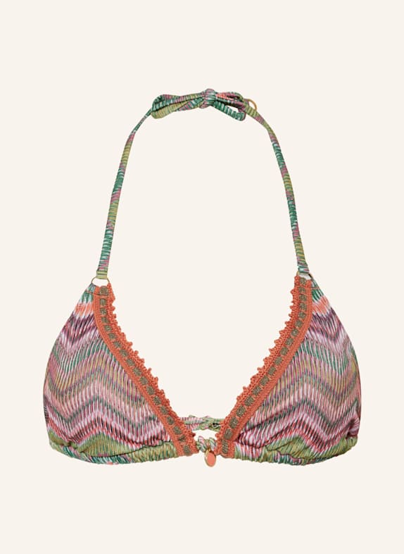 BANANA MOON COUTURE Triangel-Bikini-Top INAYA LUA mit Glitzergarn ORANGE/ OLIV/ FUCHSIA