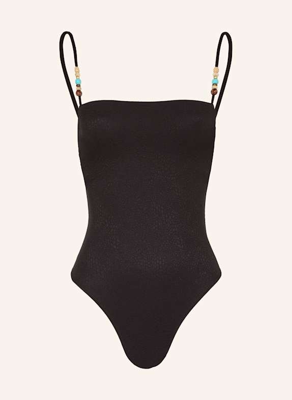 BANANA MOON COUTURE Badeanzug MAPIRI TANZANIA mit Schmuckperlen SCHWARZ