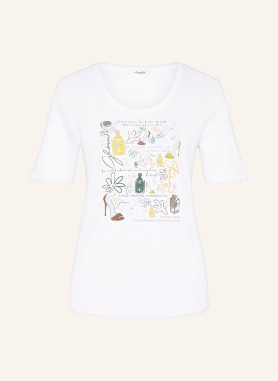efixelle T-Shirt mit Schmucksteinen WEISS/ OLIV/ BRAUN
