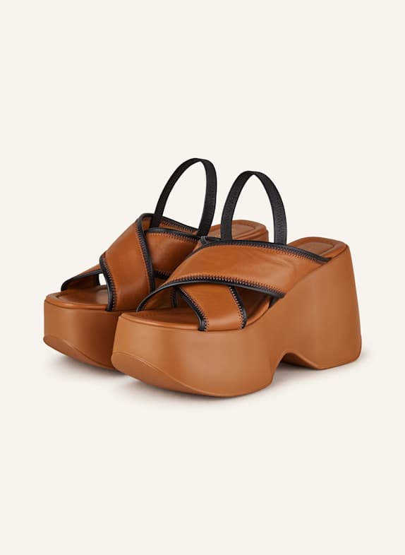 VIC MATIÉ Plateau-Sandalen COGNAC/ SCHWARZ