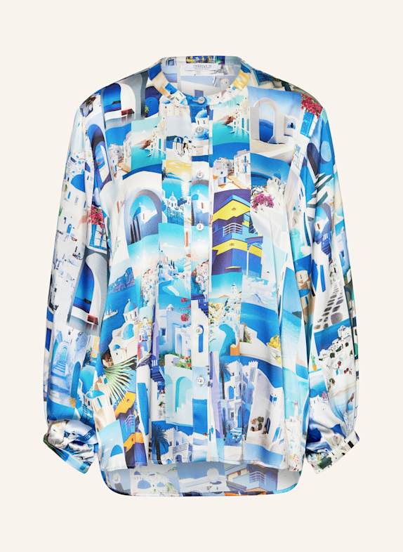 UNBREAK.IT Seidenbluse LAYLA BLAU/ HELLGRAU/ WEISS