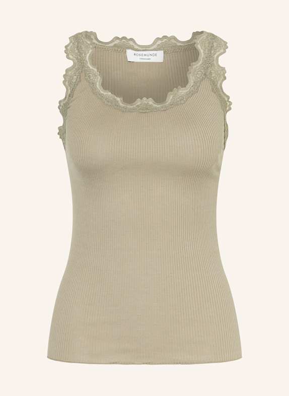 rosemunde Seidentop BABETTE mit Spitze OLIV