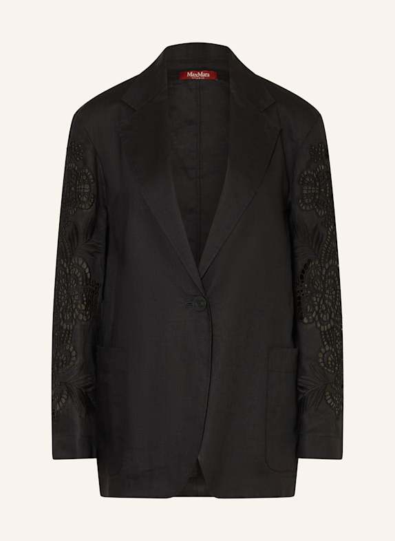 Max Mara STUDIO Blazer ANGIZIA aus Leinen mit Spitze SCHWARZ