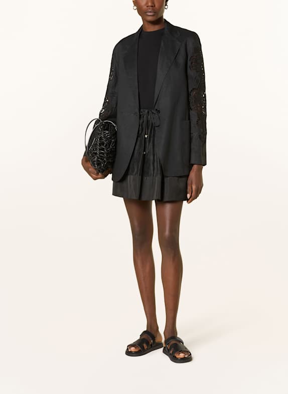 Max Mara STUDIO Blazer ANGIZIA din in cu dantelă NEGRU