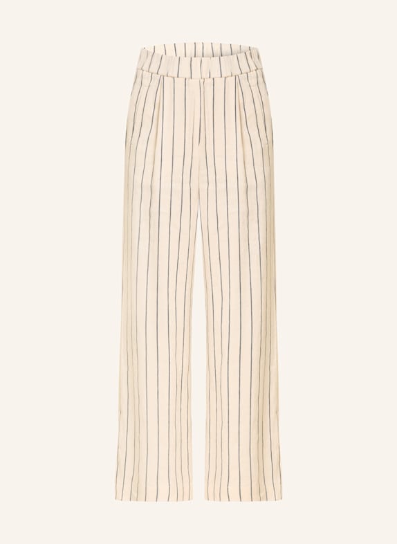 LANIUS Marlenehose mit Leinen CREME/ SCHWARZ