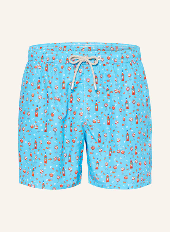 MC2 SAINT BARTH Swim Shorts LIGHT BLUE/ ORANGE
