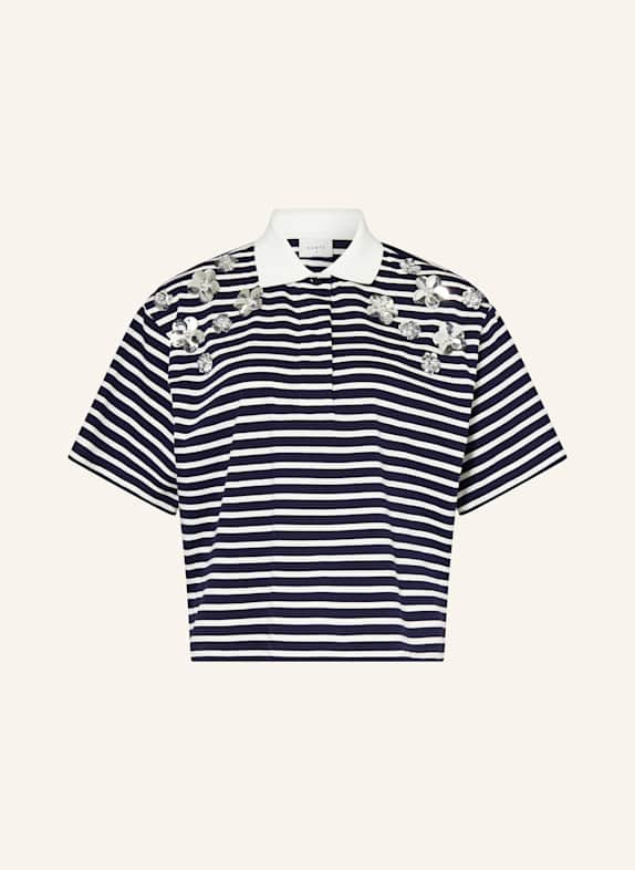 DANTE6 Jersey-Poloshirt TITAN mit Schmuckperlen DUNKELBLAU/ WEISS