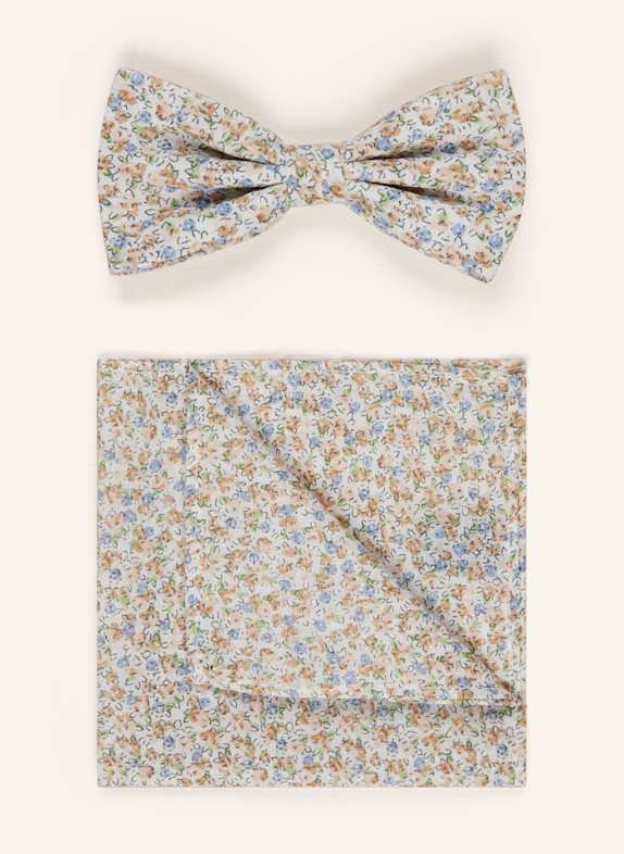 Prince BOWTIE Set: Fliege und Einstecktuch HELLBLAU/ HELLGRÜN/ BEIGE