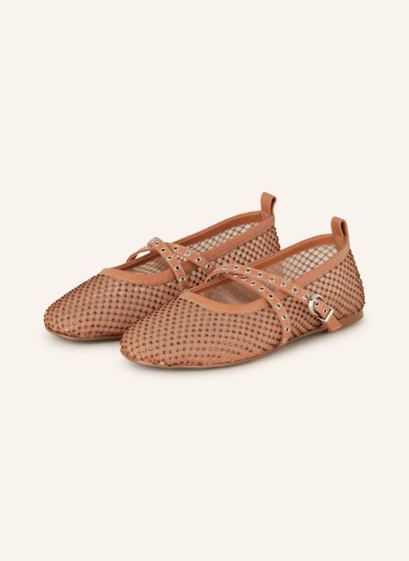 Toral Mary-Jane-Ballerinas VILMA mit Schmucksteinen BRAUN