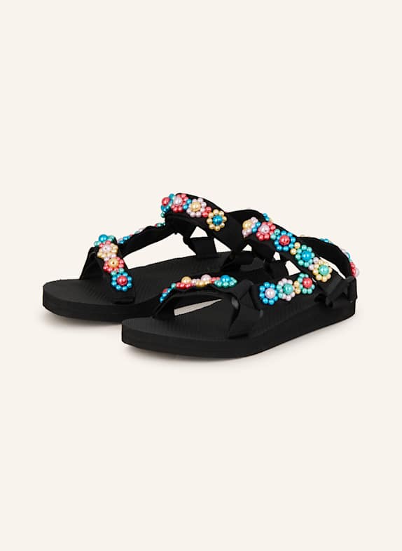 ARIZONA LOVE Sandalen TREKKY mit Schmuckperlen SCHWARZ/ GELB/ TÜRKIS
