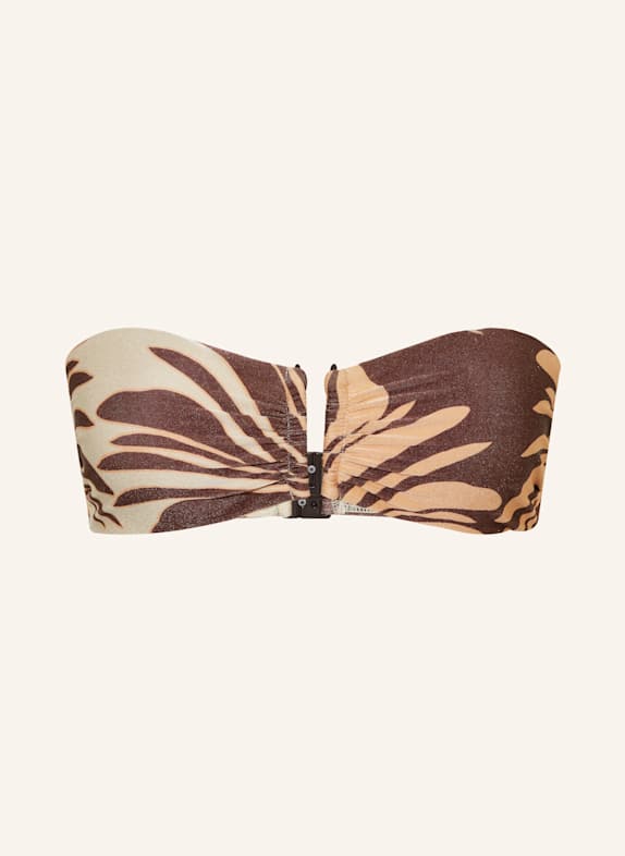 JETS Australia Bandeau-Bikini-Top DAHLIA PALM mit Glitzergarn DUNKELBRAUN/ CREME/ HELLORANGE