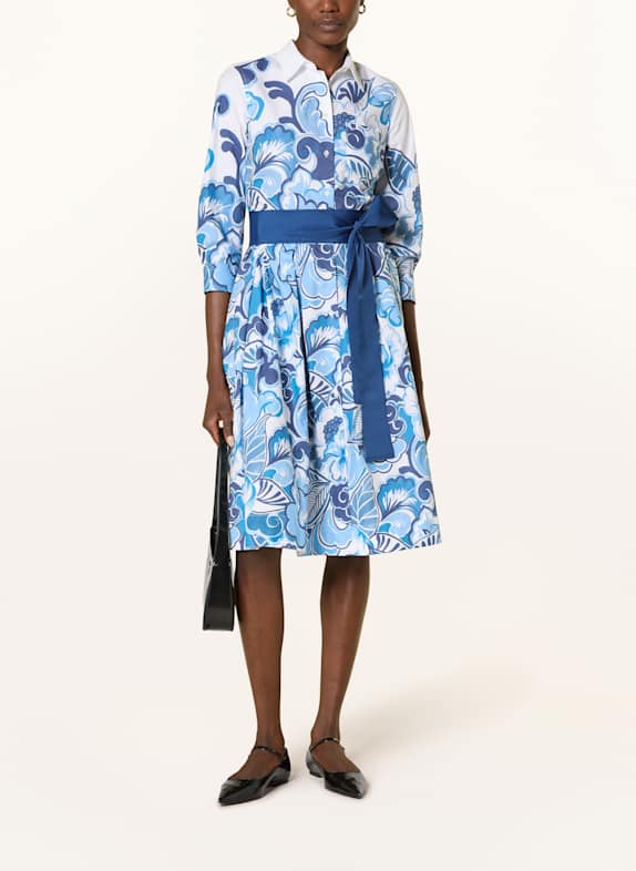 sara roka Hemdblusenkleid NIDINA mit 3/4-Arm HELLBLAU / DUNKELBLAU / WEISS