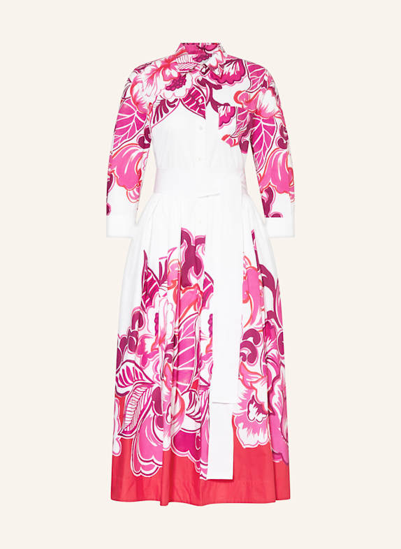 sara roka Hemdblusenkleid NIDINA mit 3/4-Arm WEISS / PINK / LILA