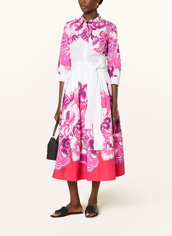 sara roka Hemdblusenkleid NIDINA mit 3/4-Arm WEISS/ PINK/ LILA