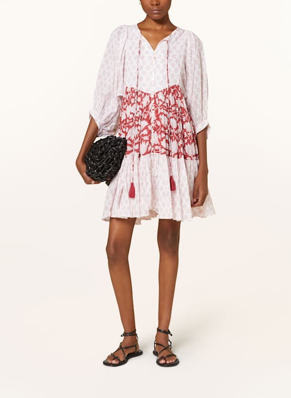 LADNERI Kleid NICE DUNKELROT/ WEISS