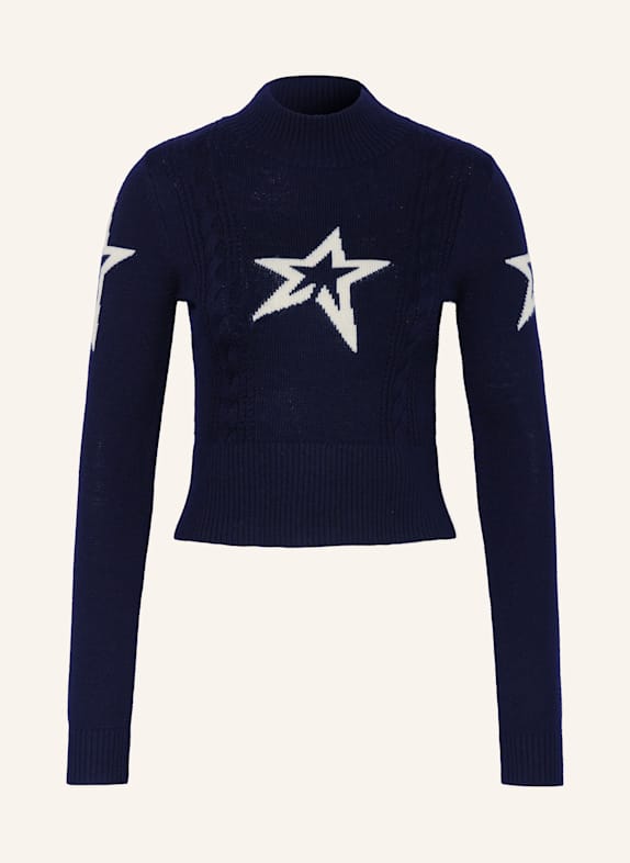 PERFECT MOMENT Sweater CABLE made of merino wool DARK BLUE
