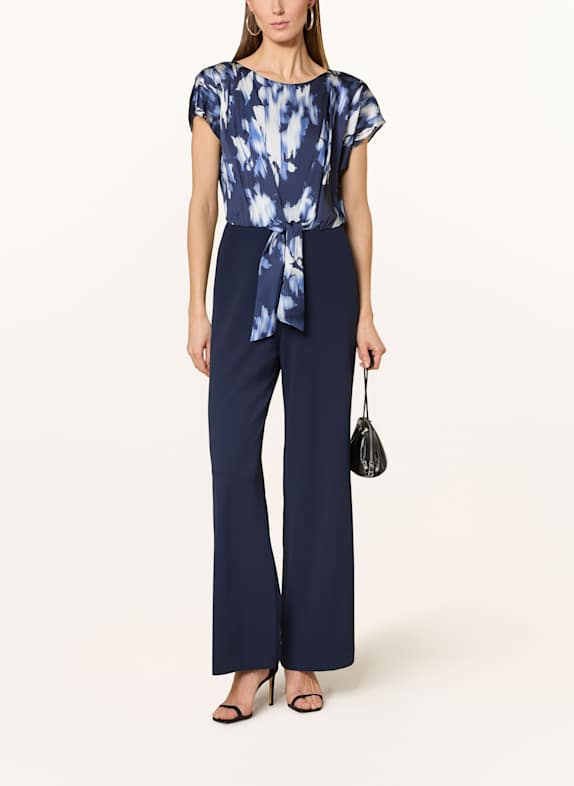 SWING Jumpsuit in mixed materials DARK BLUE/ BLUE/ LIGHT BLUE