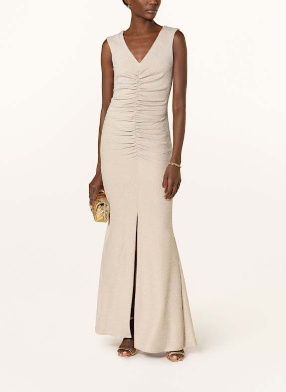 SWING Abendkleid mit Glitzergarn BEIGE