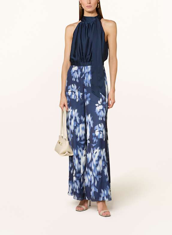 SWING Satin jumpsuit with bow DARK BLUE/ BLUE/ LIGHT BLUE