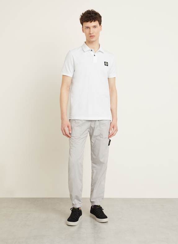 STONE ISLAND Piqué-Poloshirt Slim Fit WEISS