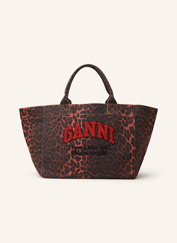 GANNI Shopper XXL TMAVĚ ČERVENÁ/ ČERVENÁ/ ČERNÁ