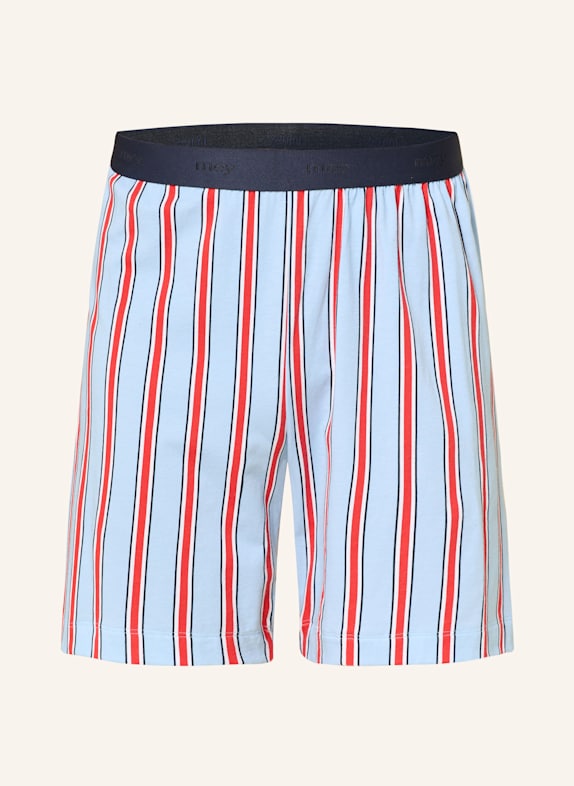 mey Schlafshorts Serie BOLD LINES HELLBLAU/ ROT/ WEISS