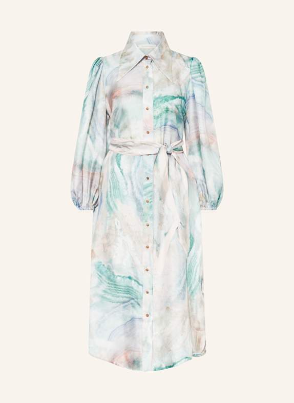 ZIMMERMANN Shirt dress ILLUMINATE in silk LIGHT BLUE/ PURPLE/ LIGHT ORANGE